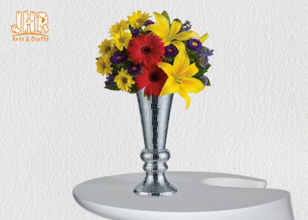 Vasos decorativos da fibra de vidro dos vasos do vidro de mosaico dos artigos de Homewares dos vasos da tabela da peça central da trombeta