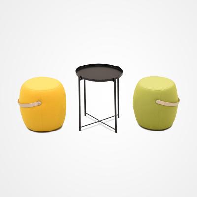 Contemporary Metal Folding Tray Side End Table , Round Sofa Table With Stools