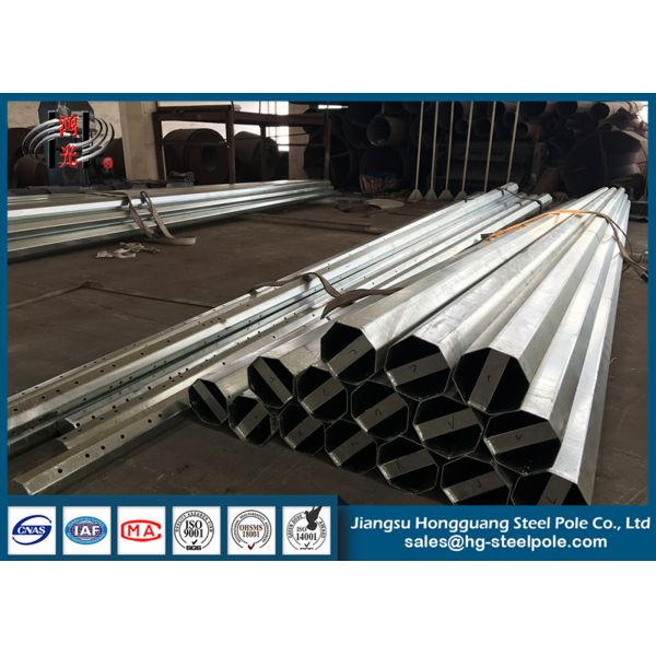 Octagonal Steel Street Lighting Pole , Tubular Electrical Utility Poles Anti Rust
