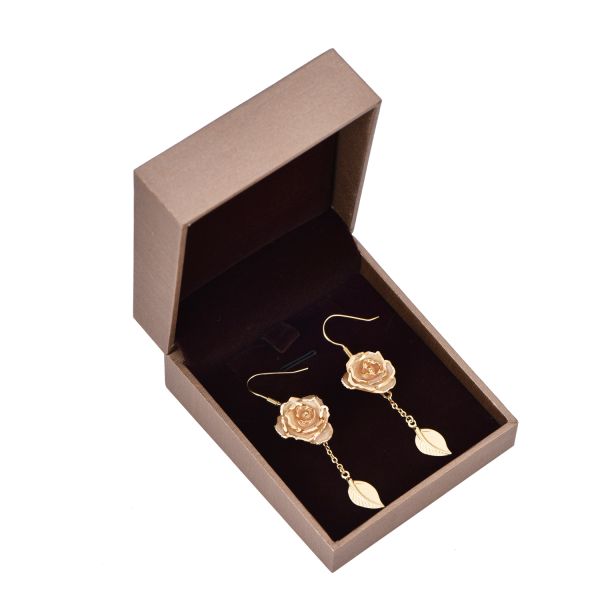 Rose Earrings 24k Gold Dipped Roses Gifts Valentine Day Holiday Everlasting Flowers