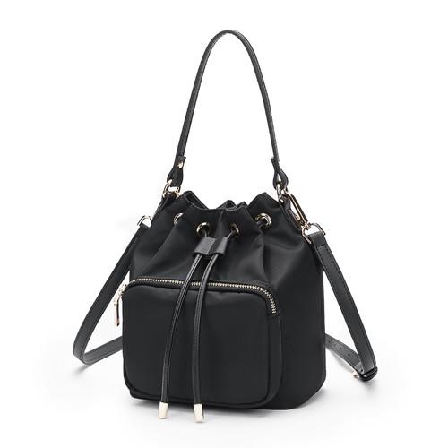 18cm 22cm Ladies Black Cross Body Bag Lace Up Nylon Shoulder Handbag