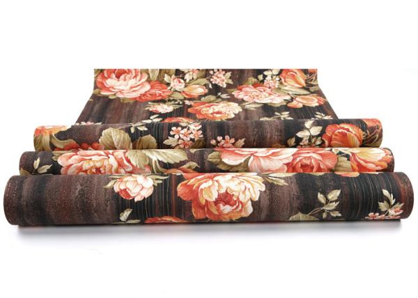 Flora Washable Vinyl Wallpaper / PVC Wall Covering Country Style For Bedroom , Deep Embossed