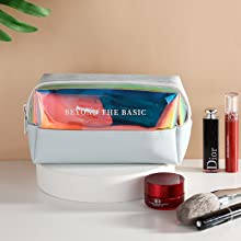 DAZZLING HOLOGRAPHIC, TPU PVC Laser Cosmetic Bag, Makeup Organizer Bags, Jelly Purse, Hanging Toiletry