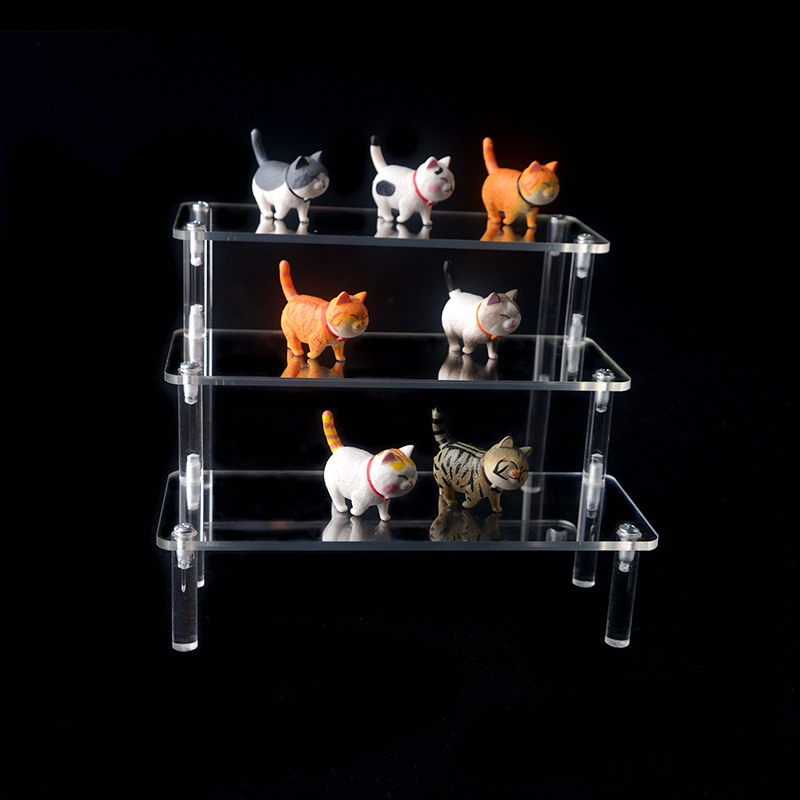Handcrafted Acrylic Trapezoidal Display Frame with Blind Box Storage Single Tier Shelf for Doll or Pot Display