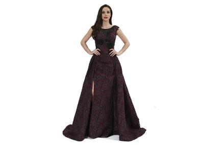 Beading Sequin Vintage Middle Eastern Evening Dresses Marroon Color Floor Length