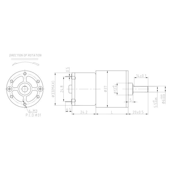 OD 37mm 3V 5V Micro DC Gear Motor 1.5nm 15rpm 12rpm For Barbecue Machine