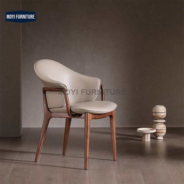 Dining Room Set Solid Wood Chair Leather Upholstery Balcony Hotel Restaurant Dining Chair Simple Retro Wooden Cafe Chair Designer