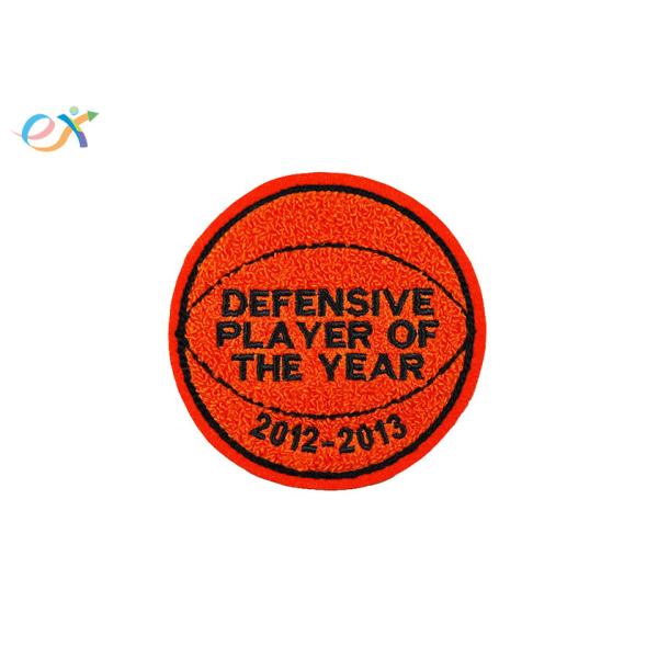 Orange Background Custom Chenille Patches Singles Felt Fabric With Sew On Backing