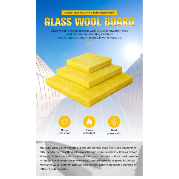 Fireproof Waterproof GlassWool Board Thickness 25mm - 100mm Glass Fiber Insulation