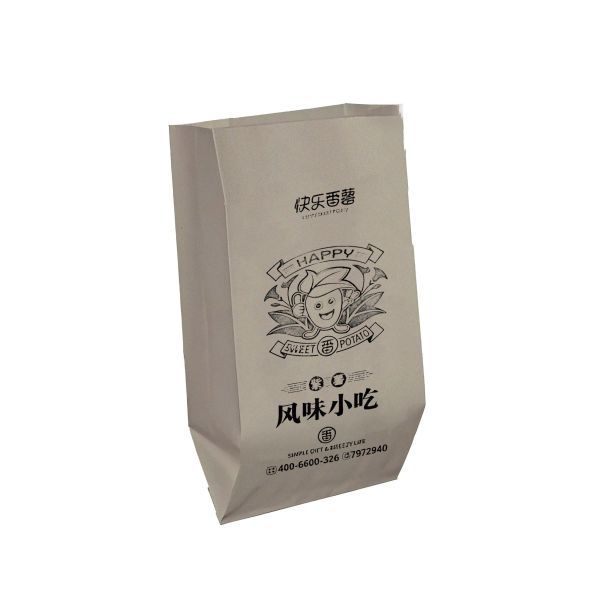 Customized Flat Satchel Kraft Paper  Bread Bakery Food Bag