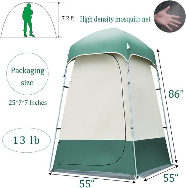 Shower Shelter – Giant Portable Outdoor Pop UP Camping Shower Tent Enclosure – Changing Room – 2 Rooms – Instant
