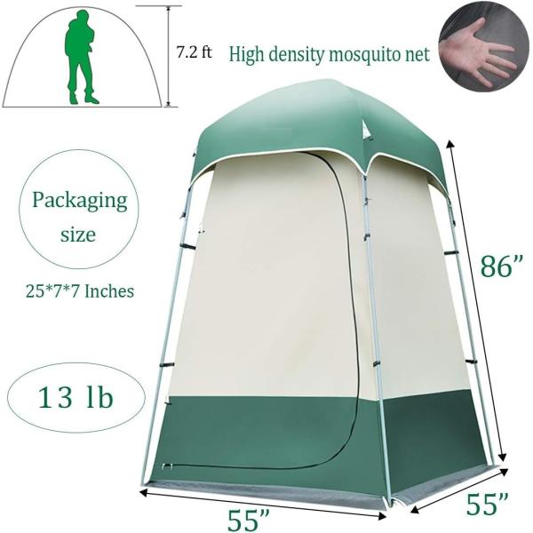 Shower Shelter – Giant Portable Outdoor Pop UP Camping Shower Tent Enclosure – Changing Room – 2 Rooms – Instant
