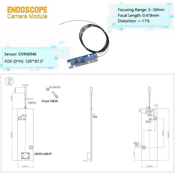 1.8mm OVM6946 Wide Angle Lens Flexible Endoscope Camera Module
