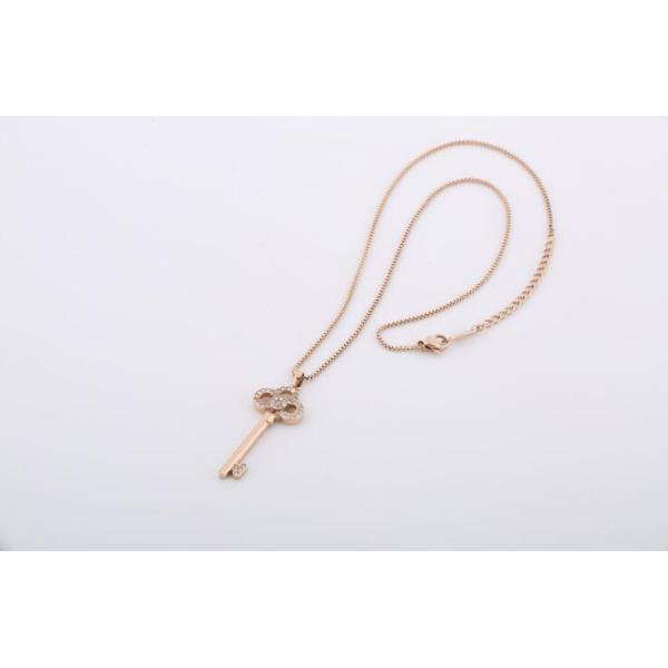 Boutique Stainless Steel Necklace Key Diamond Necklace Female Fashion Jewelry Key Pendant Necklace