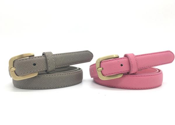 Fashion Saffiano Skinny Women PU Belt  3/4” Wide Strap Zinc Alloy Pin Buckle
