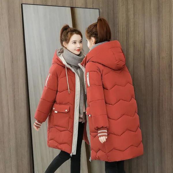                  Winter Puffer Jacket Ladies Warm Hooded Cotton-Padded Clothes Thick Padded Outwear Hooded Long Jackets and Coats for Women             