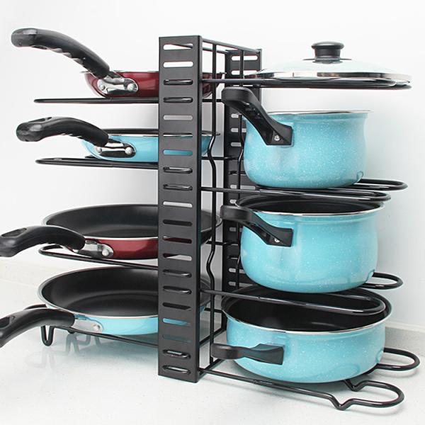 Five Storey Iron 380mm Height Steel Kitchen Basket Rack For Pan Organizing