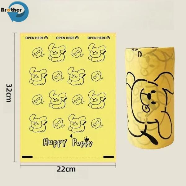 Custom Printed Plastic PE Dog Poop Waste Bags for Clean-up, Scented, Easy Tie, Leakproof, Pack of 50 Rolls Eco-Friendly