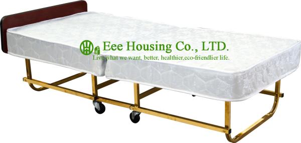 Hotel guest room 15cm mattress Beds  with Stainless steel titanium Bedstead