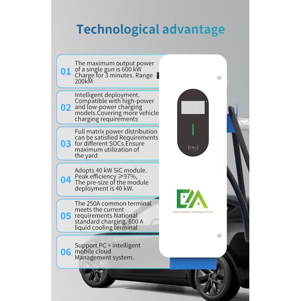 La carga de 600 KW puede usarse para 200 Km de piso comercial pila de carga rápida de arma única / estación de carga rápida en 3 minutos