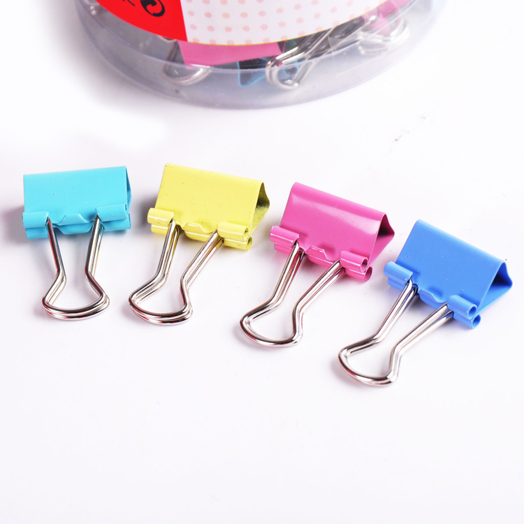 Wholesale 4 Color 60pcs Pvc Box Metal 15mm Mini Colorful Binder Clip