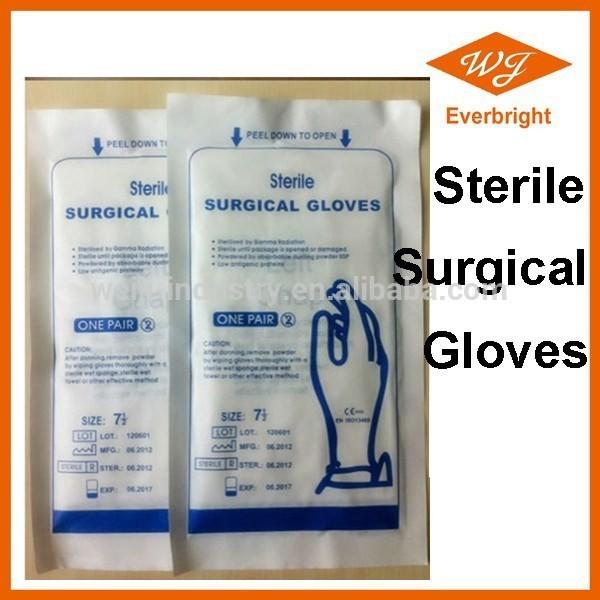 Hospital Use Disposable Sterile Latex Gloves Slightly Powdered /  Powder Free Type