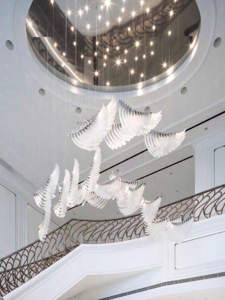 Hotel Lobby Chandelier Angel Wings Wings Artistic Modeling Villa Pick Empty Hall Duplex Staircase Lamps