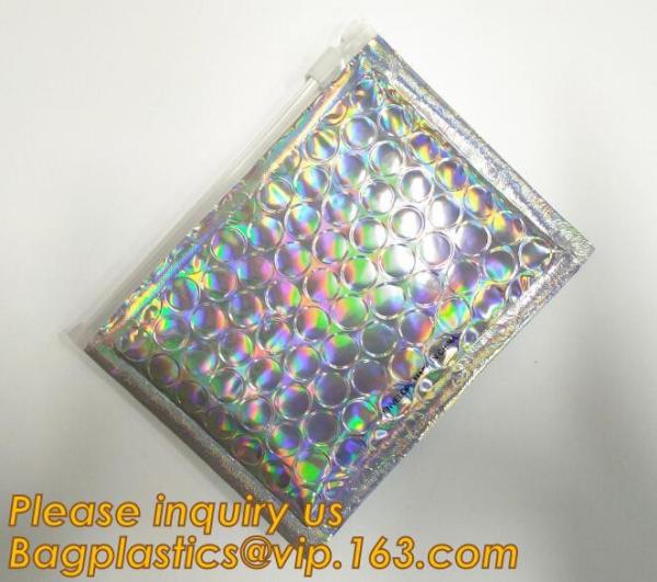 Hot Metallic Colorful Bagease Packaging Zipper Bubble Bag For Cosmetic Packaging,k Bubble Bags are Made of PET/CP