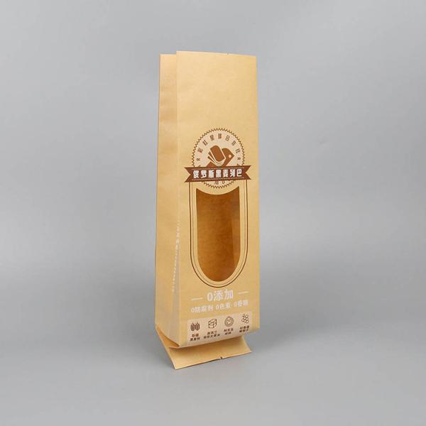 32x21x10 Printed Kraft Loaf Packing Bread Bags Bread Packaging Paper Bags With Window