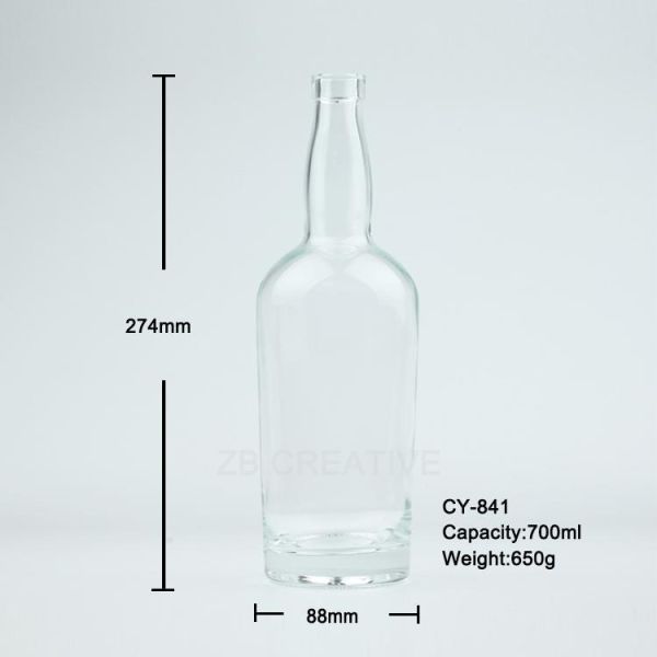 Cork Top Custom Tequila Bottles 650g 750ml Crystal White Bulk Empty Wine Bottles CY-841