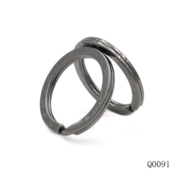 Gunmetal Custom Split Key Ring 25mm Flat Stamping Logo Keychain O Ring