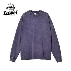 Homens de ombro caído Gráfico Suéter simples de tamanho grande 250g Manga longa Vintage lavado 100% algodão Hoodie pesado