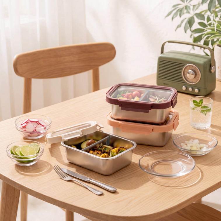 Leak-proof Stainless Lunch Box Microwave Safe With Divider For Outdoor , Camping & Meal Prep Distributors