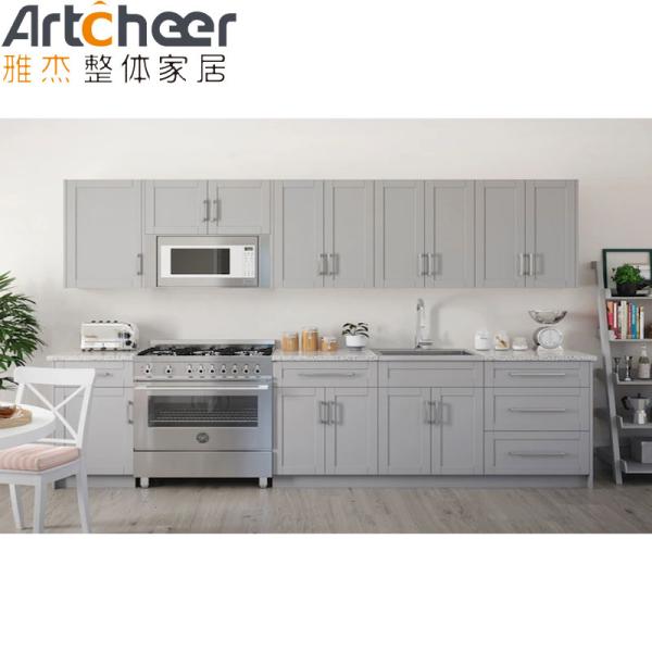 Armario de cocina de madera contrachapada tradicional alemana con encimera de acrílico puro a un precio razonable