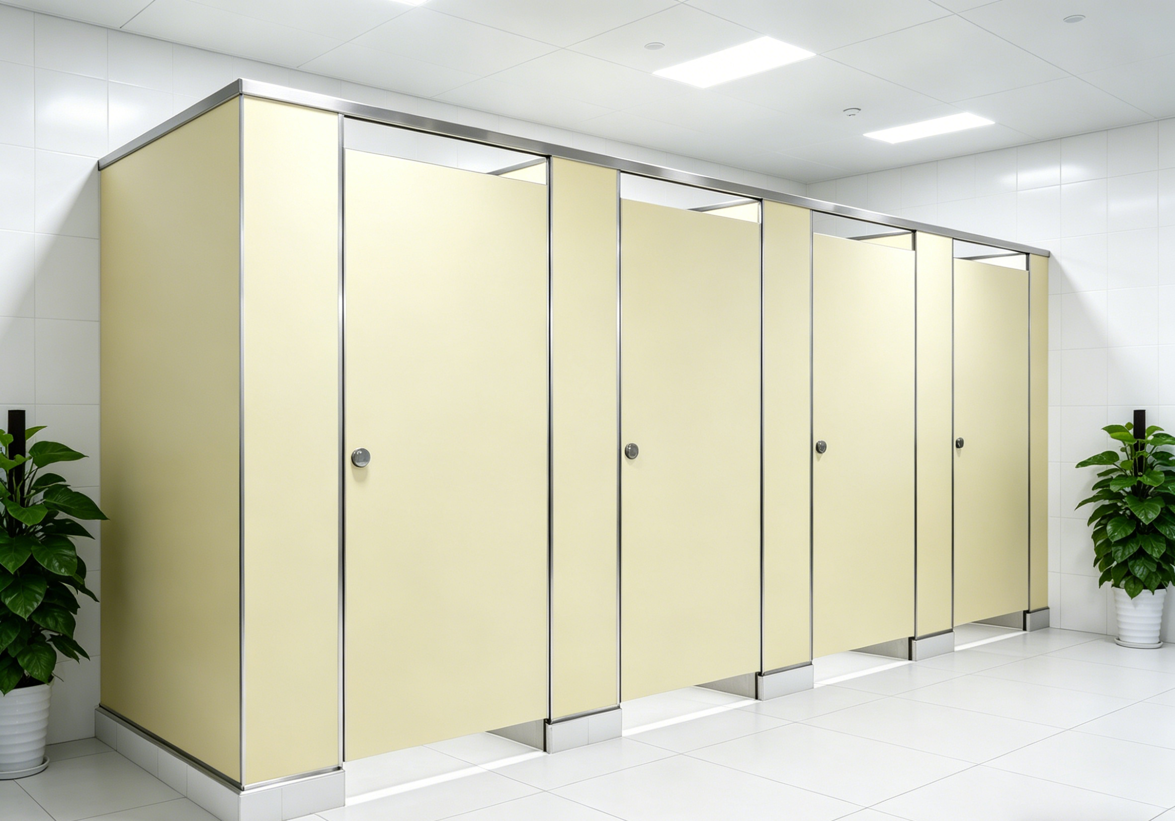 Colorful HPL Compact Laminate Public Toilet Stall Partitions, Custom Phenolic Resin Washroom Divider Panels for Commercial Projects