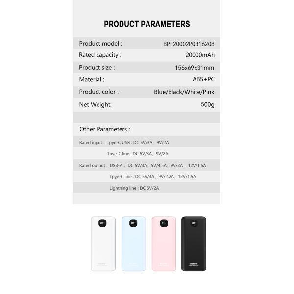 Fast Charging with Built-in Dual Cables High Capacity Power Banks with LED Display
