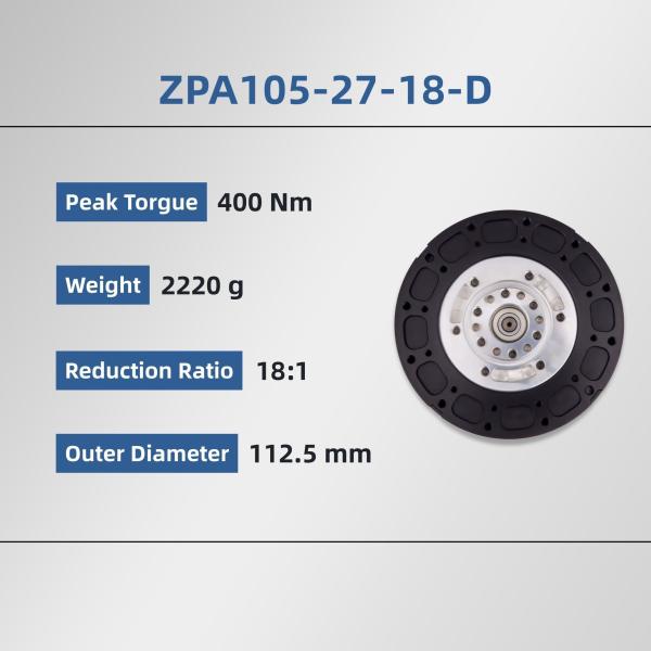 ZBDynamiX ZPA105-27-18-D High-Torque Planetary Joint Actuator | 400 Nm Peak Torque, 18:1 Reduction Ratio