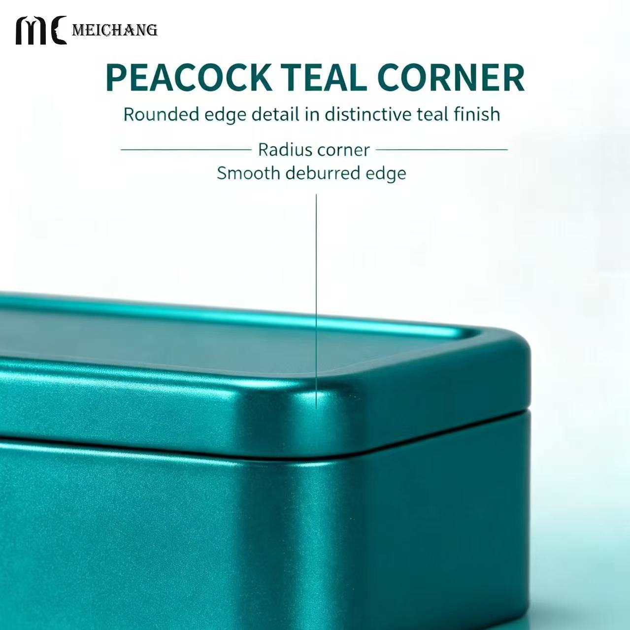 Rectangular Matte Tin Box with Separate Lid, Rounded Corners and Custom Logo Options (MC-810）