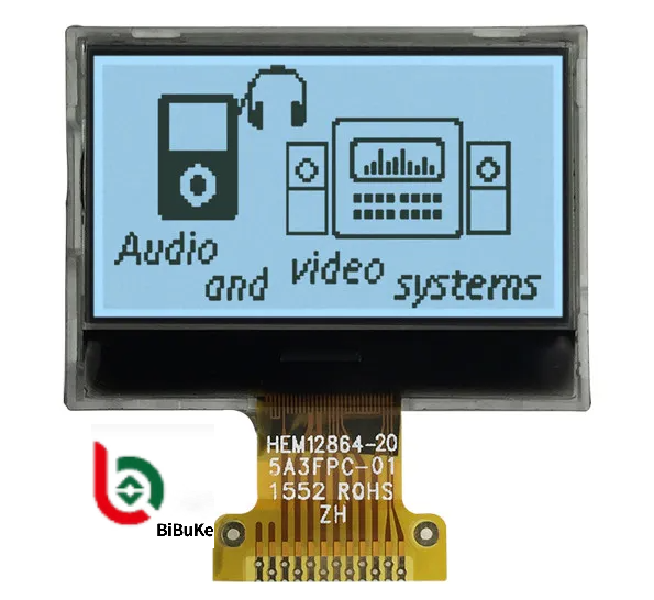 FSTN Positive 128x64 LCD Graphic Display with 3.3V Operating Voltage and SPI Interface in COG Packaging