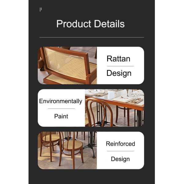 Simple Restaurant Interior Design American Retro Cafe Bistro Restaurant Rattan Wooden Table and Chairs