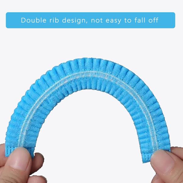Blue Disposable Nonwoven Bouffant Caps Hair Net Hair Sleeves With Swivel Side Headbands, Unisex, Perfect For Sleeping