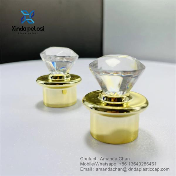 Luxury Cosmetic Gold Crown Bottle Cap For PET Cosmetic Round Bottle