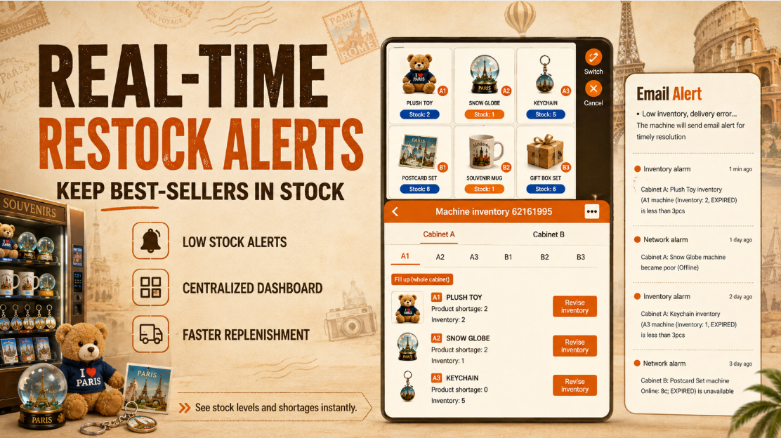 35-Locker Smart Souvenir Vending Machine for Theme Parks, Museums & Tourist Attractions