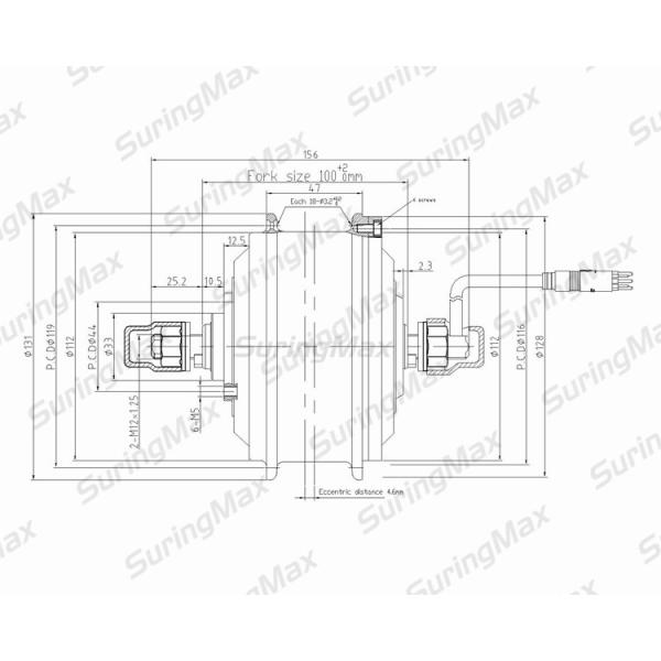 36v 250w Brushless Hub Motor Kit , 16