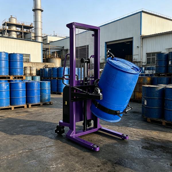 Mobile Semi Electric Hydraulic Drum Lifter Tipper 450kg Hand Crank Controlled