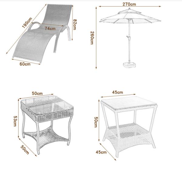 CE BSCI S Shape Stylish Practical Outdoor Sun Lounger Villa Courtyard Pool Garden