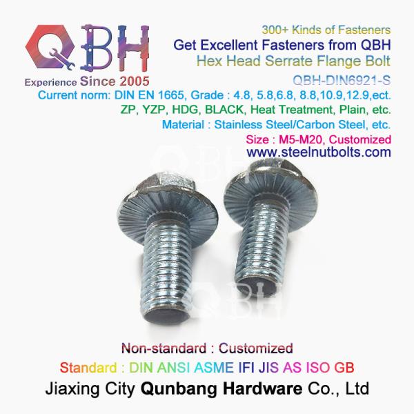 Собственная личность фланца нержавеющей стали углерода SS304 SS316 GR 4.8/6.8/8.8/10.9/12.9 DIN 6921 QBH Toothed запирая болт замка