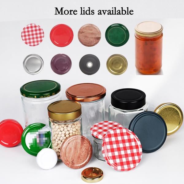 Custom Logo Wholesale Food Grade Transparent Round Food Storage Glass Container Jar With Screw Metal Lid for Food Packing