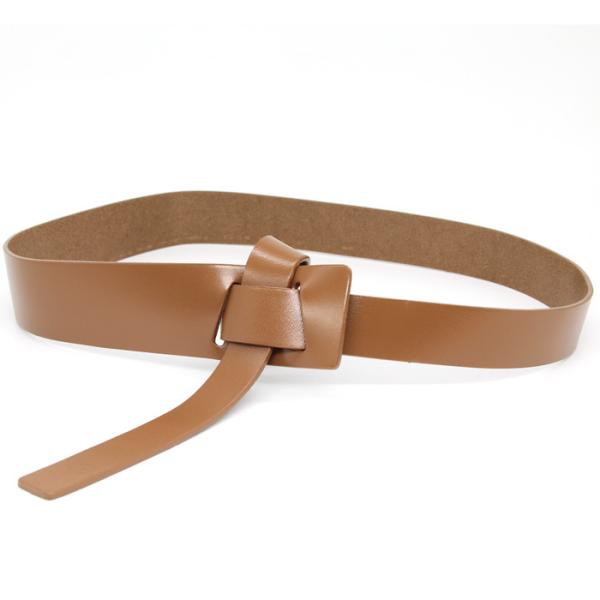 Wide To Narrow 2cm Women's Fashion Leather Belts Double Rectangular Hole Plain