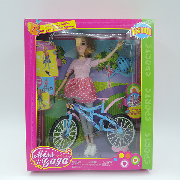 Fashion Doll Children's Play Toys with Bike and Helmet 11 Joints Movable Elbows